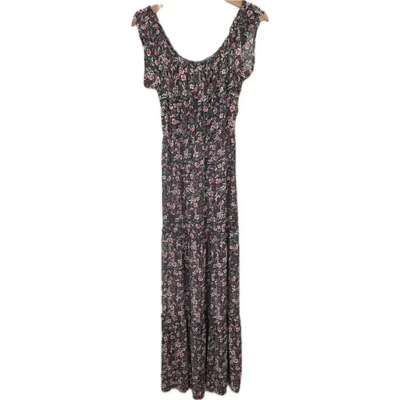 ONEILL Women’s Small Maxi Dress Purple Floral Tiered Bohemian Boho Cottagecore - Picture 1 of 12